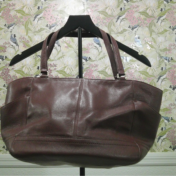 Brown pebbled leather Coach Park Carrie tote bag, style F23284. - Picture 2 of 5